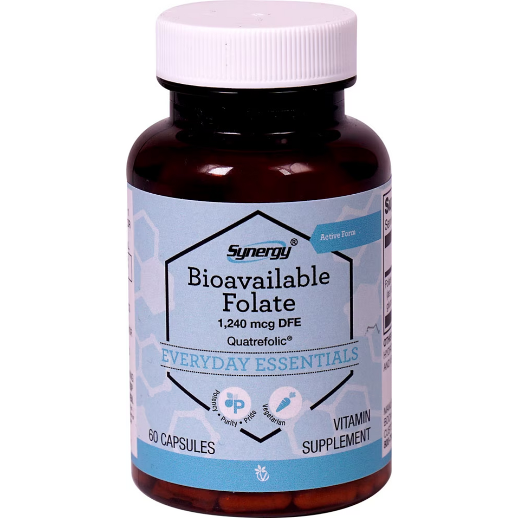 حمض الفوليك مثيل (فيتامين ب9) طبيعي أعلى امتصاص 1240 ميكرو 60 كبسولة Vitacost-Synergy Bioavailable Folate Featuring Quatrefolic® - DFE (Vitamin B9 / folic acid ) (Best Before 01-04-2026)