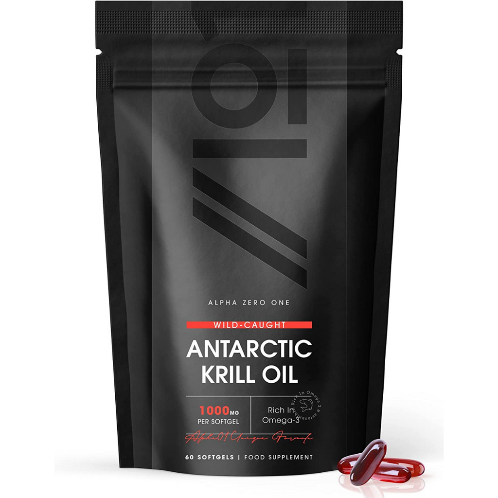 زيت الكريل القطبي البري 1000 ملغم اوميجا 3 مع أستازانتين 256 ميكرو وفوسفوليبيد 60 حبة ALPHA01 Antarctic Krill Oil Wild-Caught, Omega 3, Astaxanthin & Phospholipids