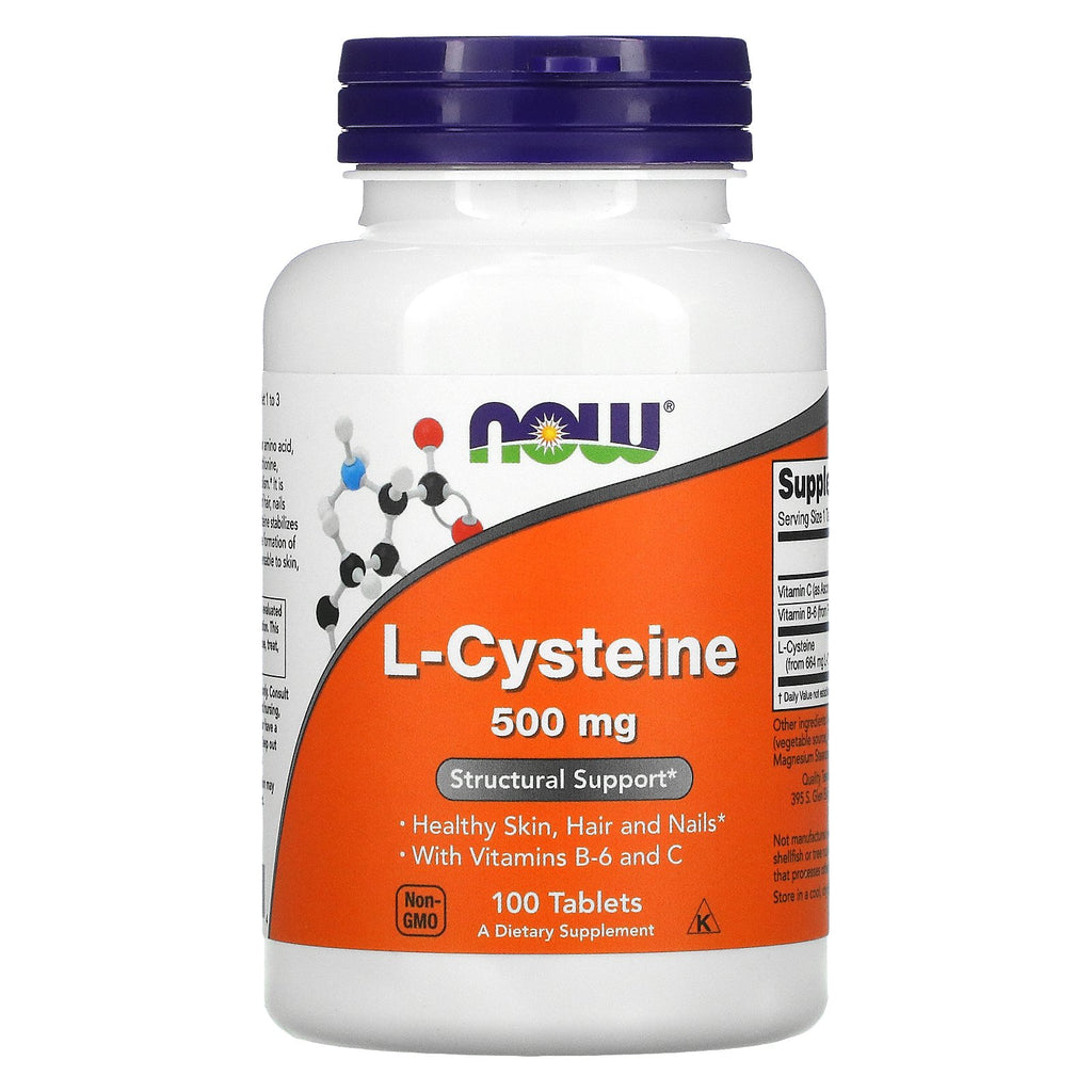 ل سيستين 500 ملجم، مع فيتامين سي وب٦ لزيادة الامتصاص 100 قرص Now Foods, L Cysteine