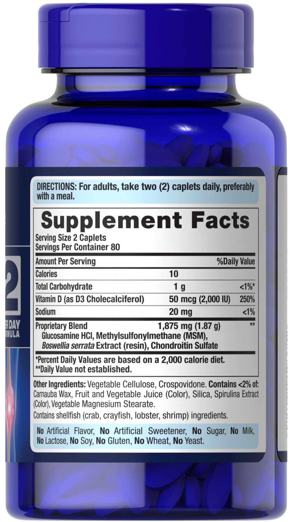تركيبة ممتازة للمفاصل 937 ملغم 160 قرص Puritan's Pride Advanced Glucosamine Chondroitin MSM with Vitamin D3 (Best Before 01-03-2027)