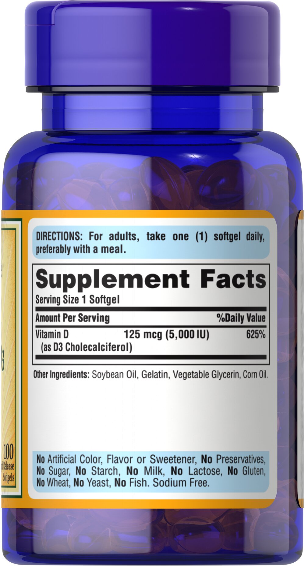 فيتامين د3 5000 وحدة 100 حبة Puritan's Pride Vitamin D3 (Best Before 01-01-2028)
