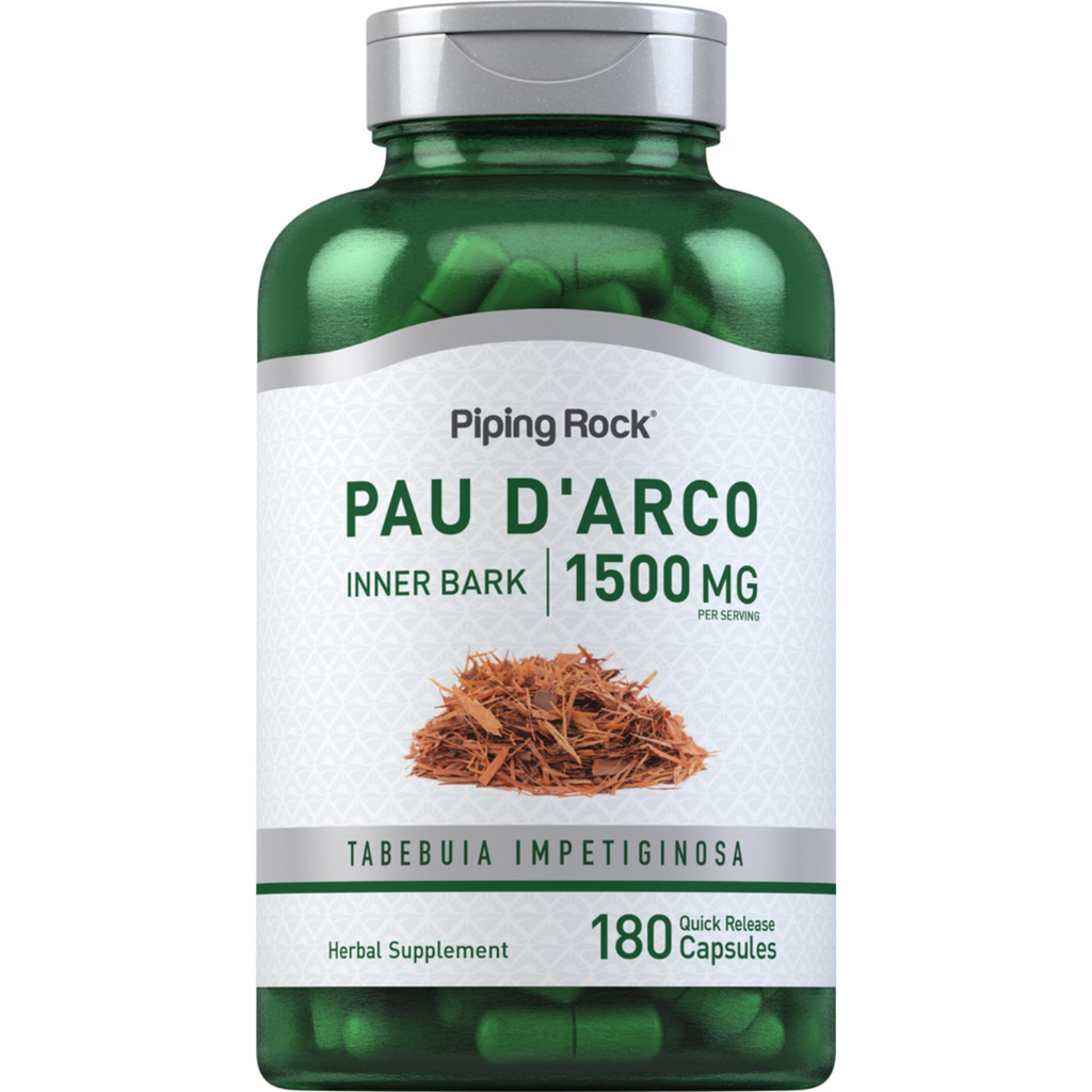 لحاء نبات باو دي أركو 500 ملجم 180 كبسولة PipingRock PAU D'Arco (Non-GMO) (Best Before 01-03-2027)