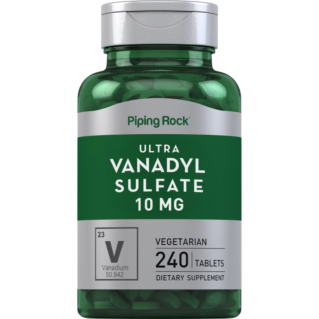 فاناديوم 2000 ميكرو مع كروميوم بايكلونيت 50 ملغم 240 قرص PipingRock Ultra Vanadyl Complex (Vanadium) (Non-GMO) (Best Before 01-05-2027)