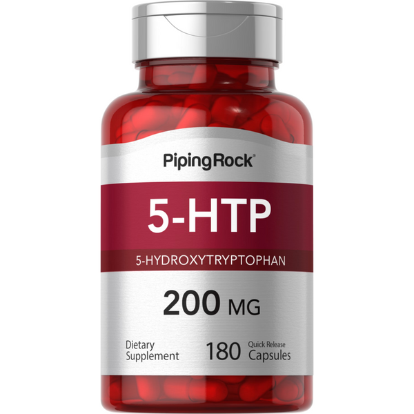 PipingRock 5 HTP 200 mg 180 Caps Non-GMO (Best Before 01-04-2027)