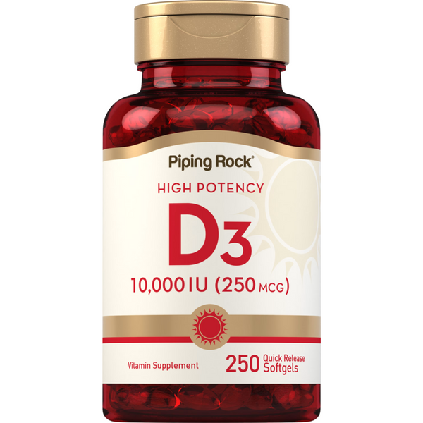 فيتامين د3 10,000 وحدة 250 حبة PipingRock High Potency Vitamin D3 Non-GMO (Best Before 01-06-2027)