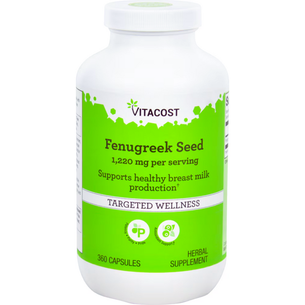 حبوب الحلبة 610 ملجم 360 كبسولة Vitacost Fenugreek Seed (Best Before 01-01-2026)
