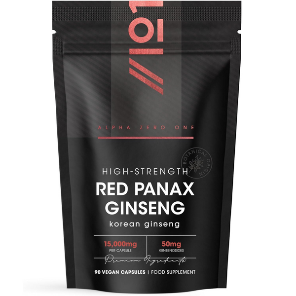 خلاصة جنسينج احمر كوري 250 ملغم (10% جينسنوسيد) يعادل 7500 ملجم 90 كبسولة ALPHA01 High Strength Korean Red Panax Ginseng Extract (10% of ginsenoside) (Best Before 01-03-2028)