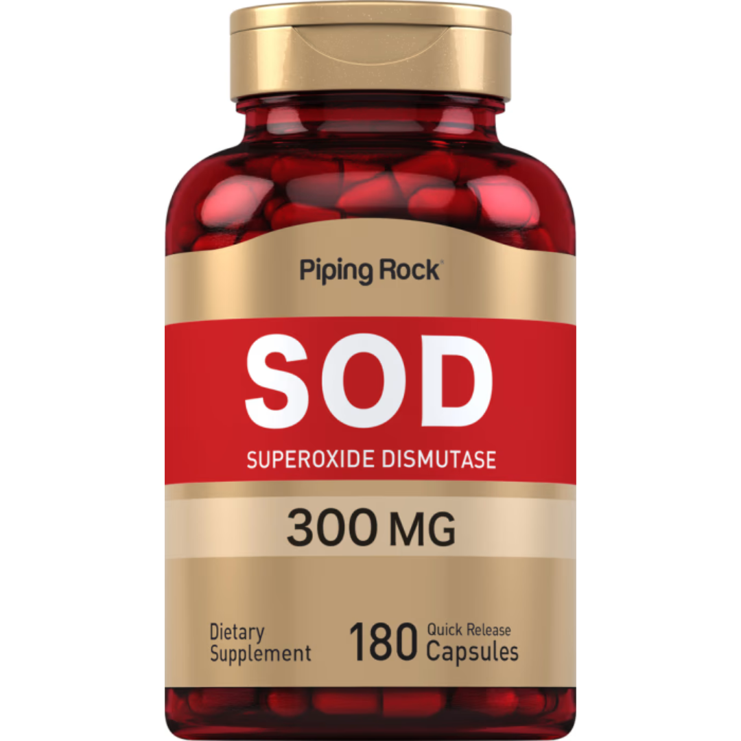 إس أو دي 300 ملجم 2400 وحدة 180 كبسولة  PipingRock SOD Supplement Superoxide Dismutase Non-GMO (Best Before 01-06-2027)