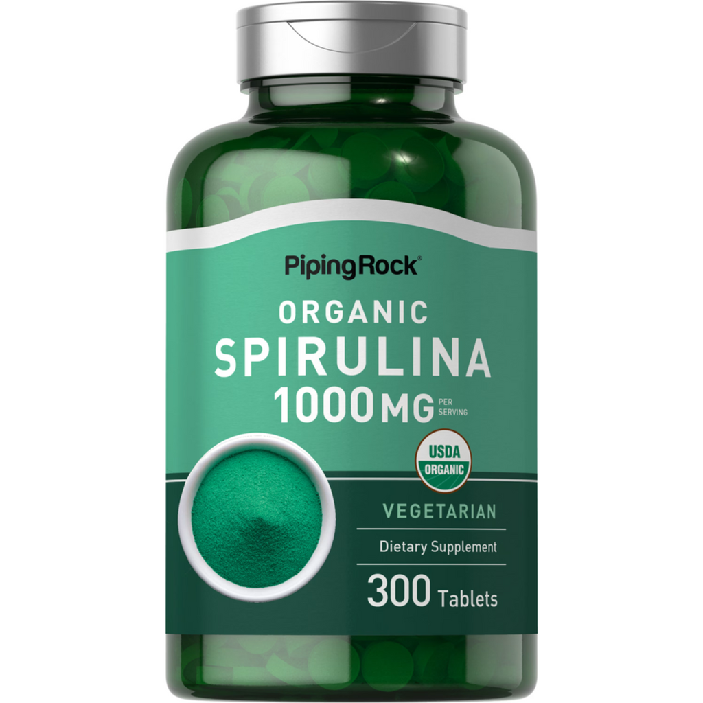 سبيرولينا عضوية معتمدة 500 ملغم 300 قرص PipingRock Spirulina (Organic) Non-GMO (Best Before 01-10-2026)