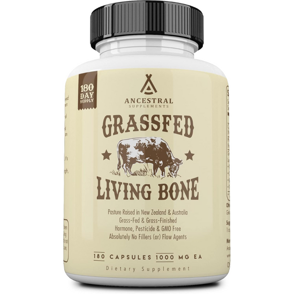 تركيبة العظام كومبلكس من ابقار تتغذى على الاعشاب 1000 ملجم 180 كبسولة Ancestral Supplements Grass Fed Beef Living Bone Non-GMO