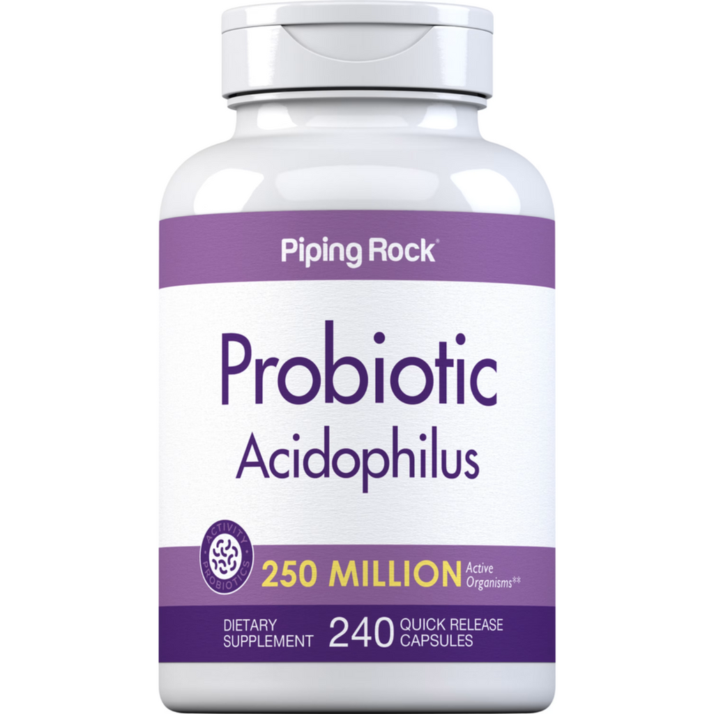 بروبيوتيك أسيدوفيلوس 250 مليون وحدة 240 كبسولة PipingRock Probiotic Acidophilus 250 Million Organisms (Best Before 01-06-2026)