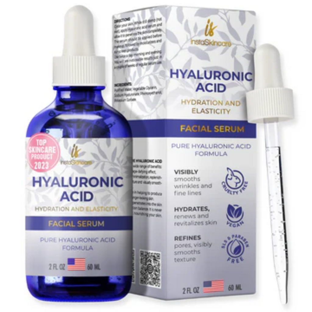 سيروم حمض الهيالورونيك مضاد للشيخوخة ومرطب لمحو الخطوط الدقيقة والتجاعيد 60 مل Instaskincare 100% Pure Hyaluronic Acid Serum