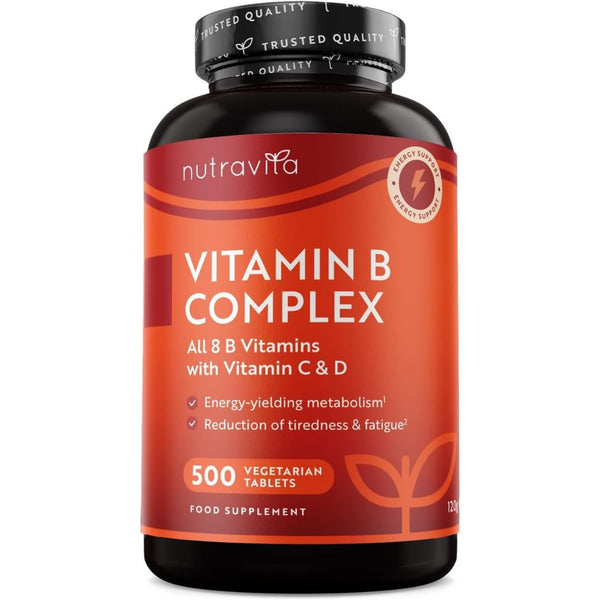 فيتامين ب كومبلكس ميثيل مع فيتامين د و سي 500 قرص Nutravita Vitamin B Complex Methylated High Strength with Vitamin D + Vitamin C (Best Before 01-10-2026)