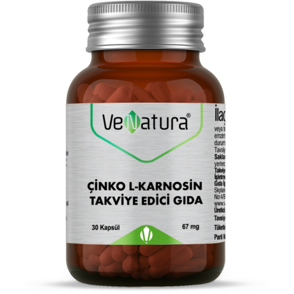 زنك كارنوزين تركيز مضاعف 67 ملجم 30 كبسولة (منتج تركي) Venatura Zinc L-Carnosine (Best Before 01-01-2027)