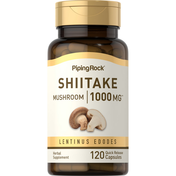 خلاصة فطر شيتاكي يعادل 1000 ملجم 120 كبسولة PipingRock Shiitake Mushroom Shitake (Non-GMO) (Best Before 01-01-2027)