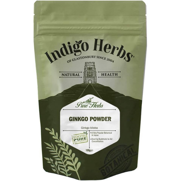 مسحوق أوراق الجنكة ( جنكو بيلوبا ) 100 جرام Indigo Herbs Ginkgo Leaf Powder (Best Before 01-12-2026)
