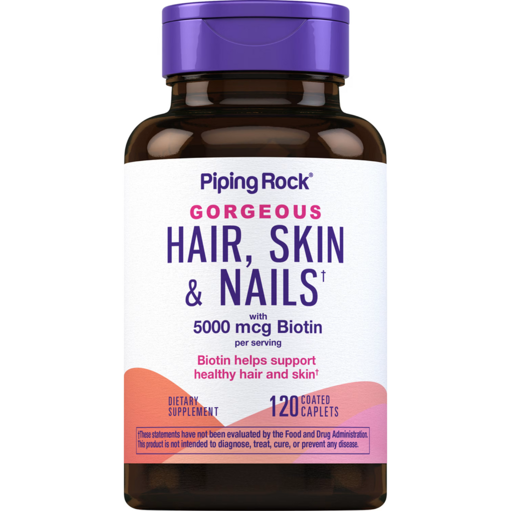 تركيبة العناية بالشعر، والبشرة، والأظافر، مع بيوتين 5000 ميكرو 120 كبسولة PipingRock Ultra Hair, Skin & Nails (Non-GMO) (Best Before 01-11-2026)