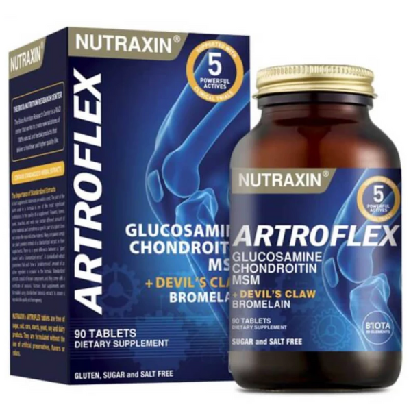 تركيبة ممتازة للمفاصل بالقوة المضاعفة 1,426 ملغم 90 قرص (منتج تركي) Nutraxin Artroflex Glucosamine + Chondroitin + MSM + Bromelain + Devil’s Claw (Best Before 01-02-2028)