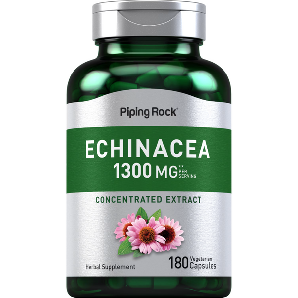 خلاصة قنفذية / اخناسيا تعادل 650 ملجم 180 كبسولة PipingRock Echinacea Non-GMO (Best Before 01-11-2026)