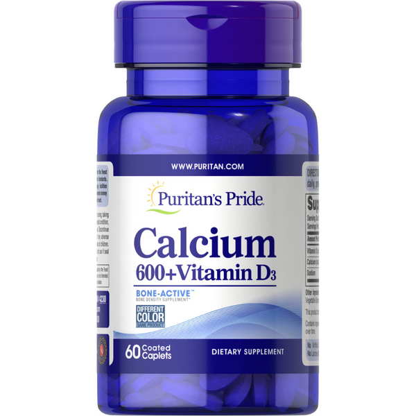 كالسيوم 600 ملجم + فيتامين د3 60 قرص Puritan's Pride Calcium Carbonate + Vitamin D3 (Best Before 01-09-2025)