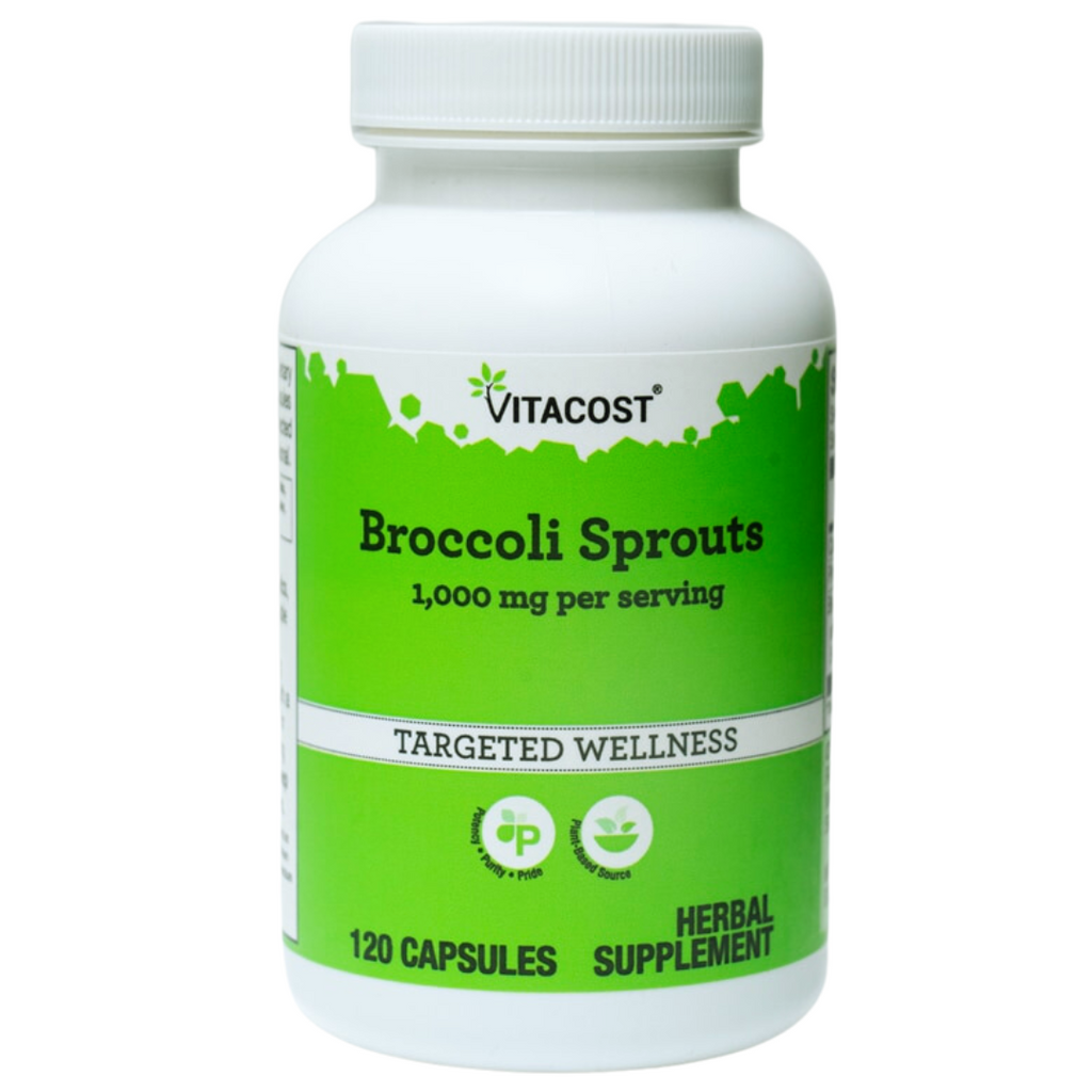 مستخلص براعم البروكلي 500 ملجم 7.5 ملغم جلوكوزينات و 2500 ميكرو سلفورافان 120 كبسولة Vitacost Broccoli Sprouts supplies 7.5 mg glucosinolates and 2.5 mg sulforaphane (Best Before 01-04-2025)