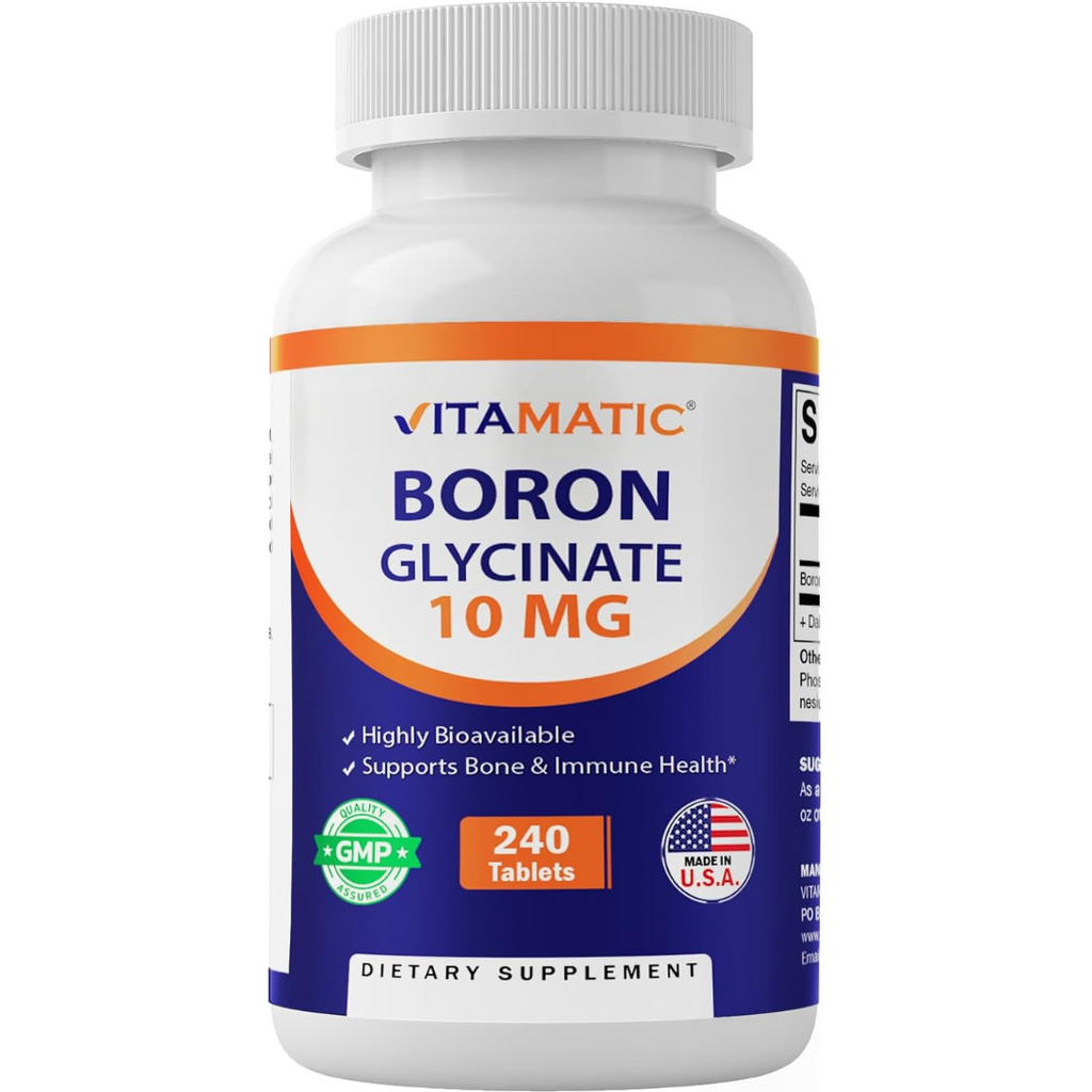 بورون جلايسينيت كليتد 10 ملغم 240 قرص Vitamatic Chelated Boron (as Glycinate) (Best Before 01-03-2027)