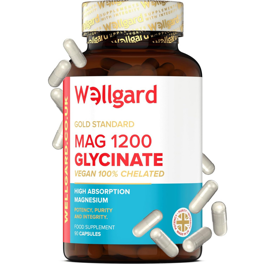 مغنيسيوم جلايسينيت كليتد 120 ملغم 90 كبسولة Wellgard High Strength Magnesium Glycinate (Best Before 01-07-2026)