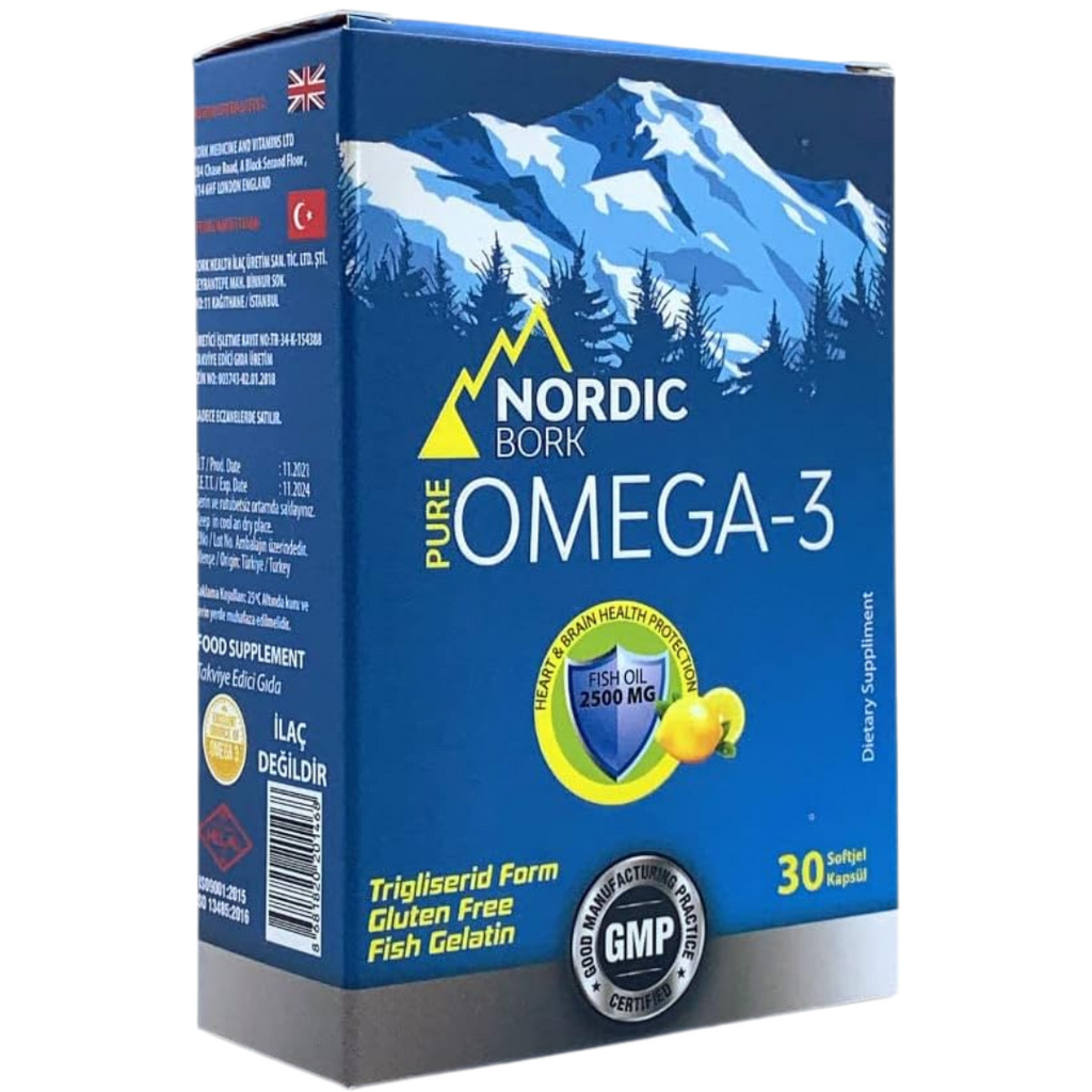 أوميجا 3 درجة دوائية بالقوة المضاعفة 1250 ملجم 30 حبة (منتج تركي) Nordic Bork Omega 3 High Strength EPA 562 & DHA 437 (Best Before 02-06-2027)