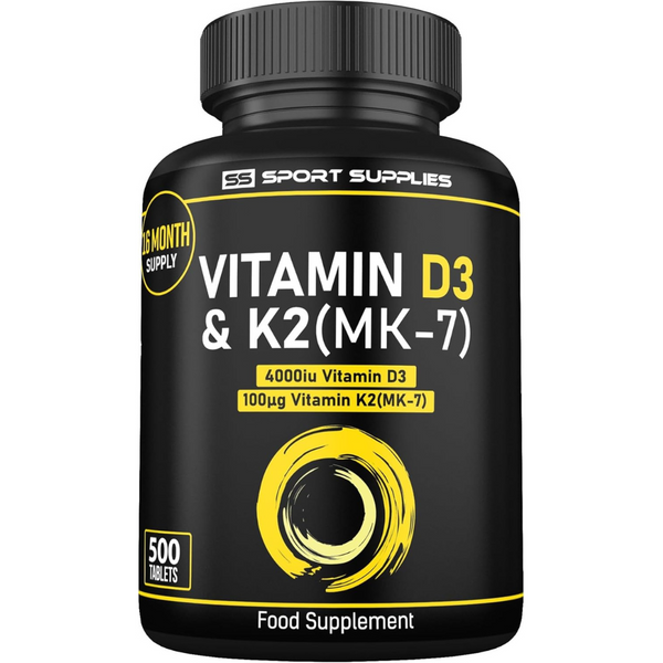 فيتامين د3 4000 وحدة مع ك2 100 ميكرو 500 قرص SS Sport Supplies Vitamin D3 + K2 MK7 (Best Before 01-08-2026)