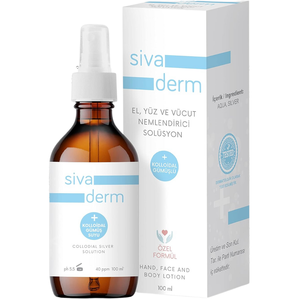 بخاخ ماء الفضة 40 جزء في المليون تركيز فائق حجم كبير 100 مل (منتج تركي) Siva Derm Colloidal Silver Spray (Best Before 09-12-2025)