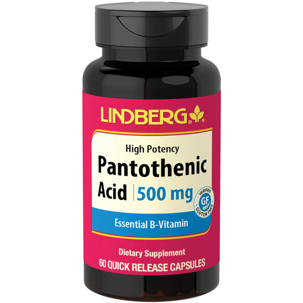 حمض البانتوثنيك، 500 ملجم، 60 كبسولة lindberg Pantothenic Acid (Best Before 01-02-2027)