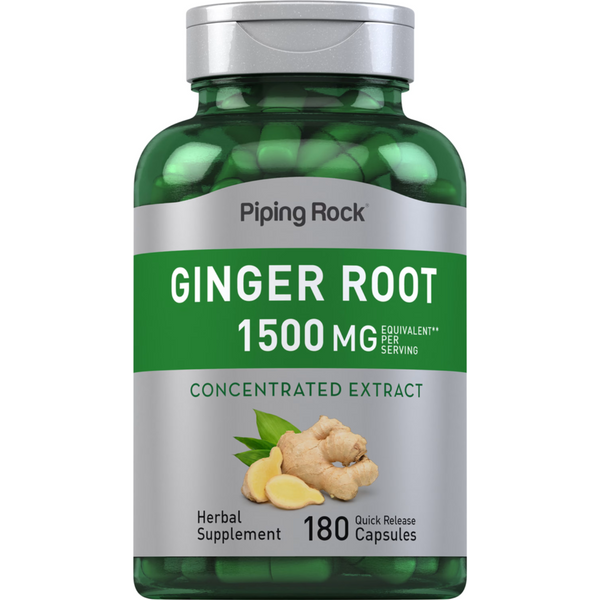 مستخلص زنجبيل يعادل 750 ملجم 180 كبسولة PipingRock Ginger Root Extract Non-GMO (Best Before 01-04-2027)