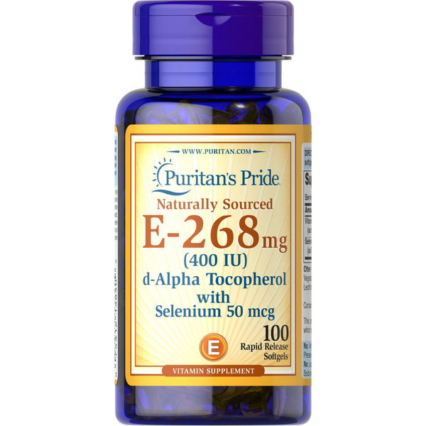 فيتامين إي طبيعي 400 وحدة 100 حبة Puritan's Pride Vitamin E Naturally Sourced with selenium (Best Before 01-08-2026)