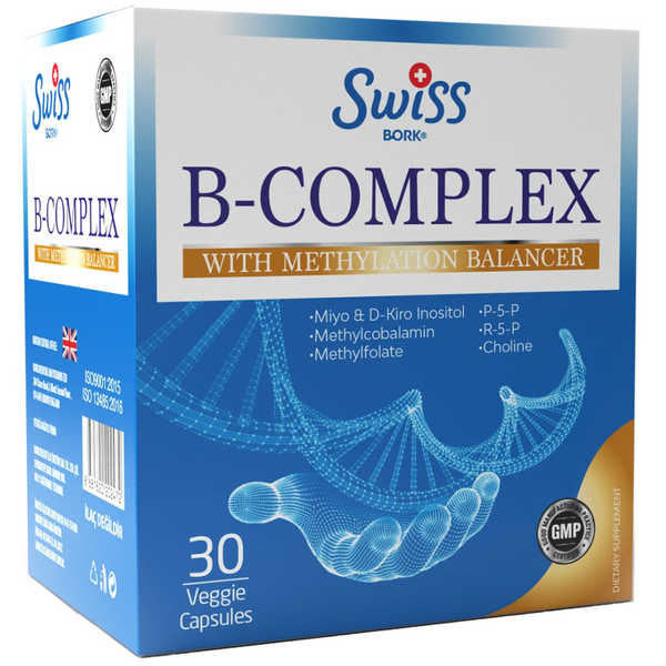 فيتامين ب كومبلكس ميثيل 13 فيتامين 30 كبسولة (منتج تركي) Swiss Bork Methylated Vitamin B Complex (Best Before 01-08-2026)