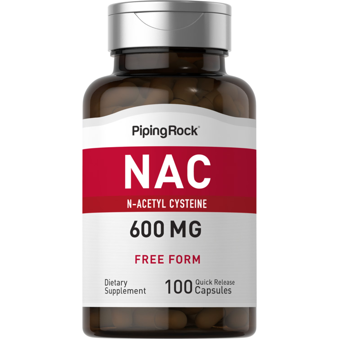 ن اسيتيل سيستين 600 ملغم 100 كبسولة PipingRock N-Acetyl Cysteine (NAC) Non-GMO (Best Before 01-12-2028)