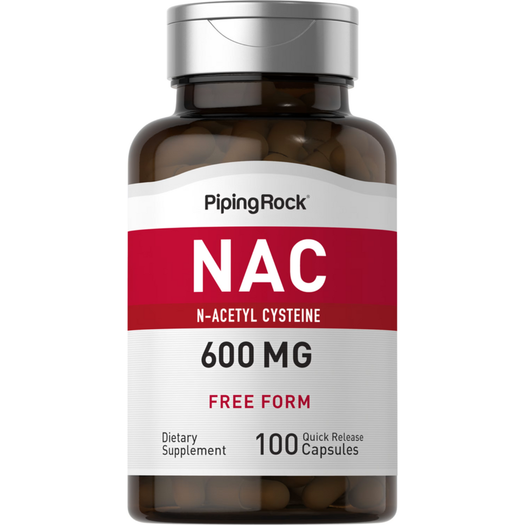 ن اسيتيل سيستين 600 ملغم 100 كبسولة PipingRock N-Acetyl Cysteine (NAC) Non-GMO (Best Before 01-11-2026)