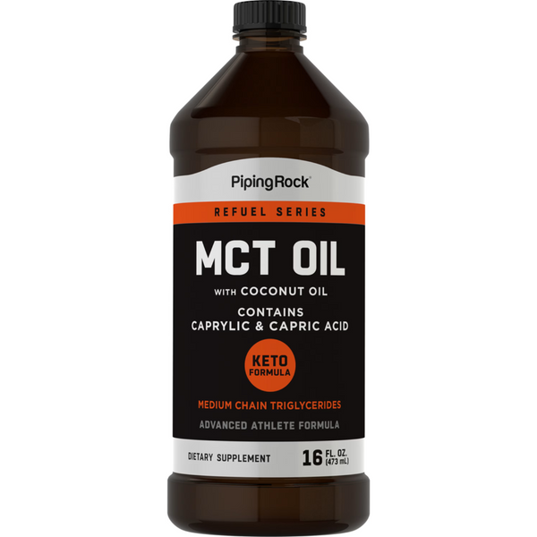 زيت ام سي تي من جوز الهند 473 مل PipingRock MCT Oil (Medium Chain Triglycerides) with Coconut Oil Non-GMO (Best Before 01-10-2025)