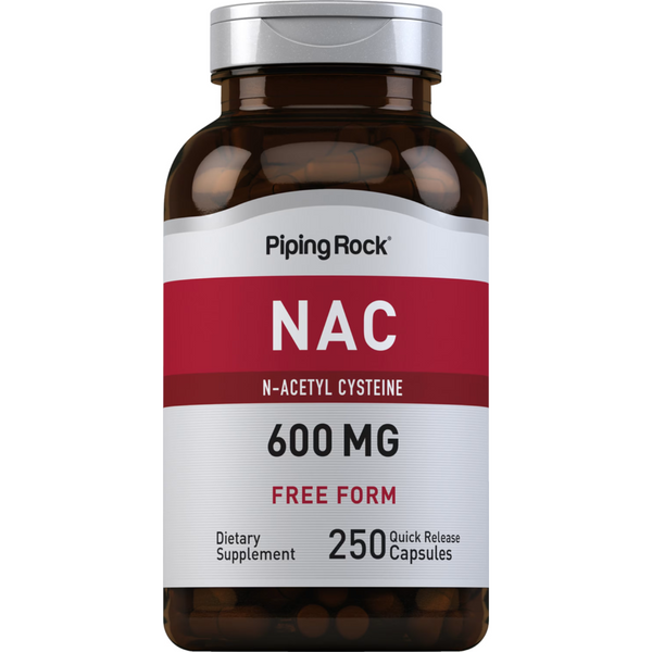 ن اسيتيل سيستين 600 ملغم 250 كبسولة PipingRock N-Acetyl Cysteine (NAC) Non-GMO (Best Before 01-01-2027)