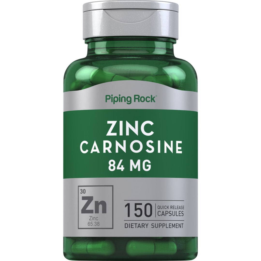 زنك كارنوزين تركيز مضاعف 84 ملجم 150 كبسولة PipingRock Zinc L-Carnosine Non-GMO (Best Before 01-05-2028)