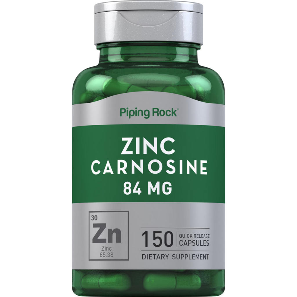 زنك كارنوزين تركيز مضاعف 84 ملجم 150 كبسولة PipingRock Zinc cNon-GMO (Best Before 01-04-2027)