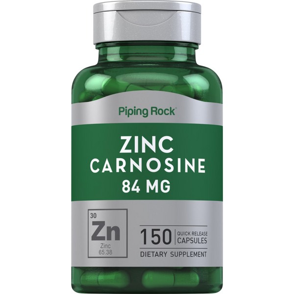 زنك كارنوزين تركيز مضاعف 84 ملجم 150 كبسولة PipingRock Zinc cNon-GMO (Best Before 01-04-2027)