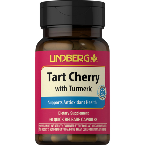 خلاصة كرز حامض مع خلاصة كركم وكركمين يعادل 750 ملغم وفيتامين سي مع زيادة الامتصاص 60 كبسولة Lindberg Tart Cherry with Turmeric‏ Non-GMO (Best Before 01-03-2027)