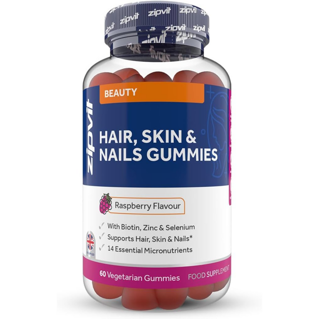 تركيبة العناية بالشعر والجلد والاظافر 60 حبة جلاتينية Zipvit Biotin Gummies for Hair, Skin & Nails with Vitamin A, B, C, D, E & Selenium (Best Before 01-10-2025)