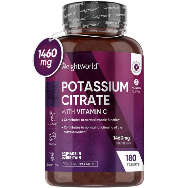 بوتاسيوم ستريت عالي القوة 250 ملجم مع فيتامين سي 180 قرص (منتج اوروبي) WeightWorld Potassium Citrate High Strength with Vitamin C (Non-GMO) (Best Before 01-09-2027)