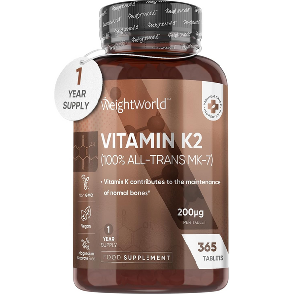 فيتامين ك2 200 ميكرو 365 قرص (منتج اوروبي) WeightWorld Vitamin K2 MK7 (Best Before 01-03-2027)