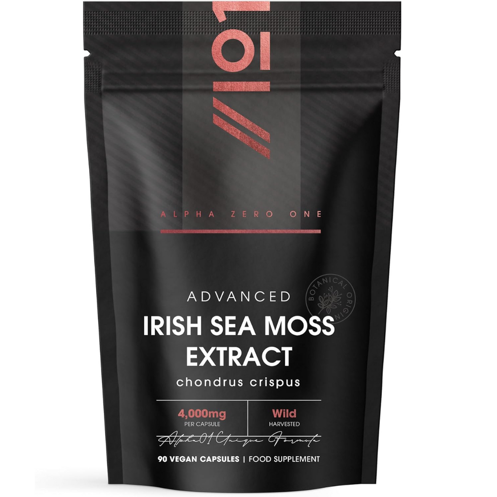 مستخلص طحلب البحر الأيرلندي عالي القوة يعادل 4000 ملجم غني بالمعادن النادرة 90 كبسولة Alpha01 Irish Moss Extract Rich in Trace Minerals High Strength (Best Before 01-06-2027)