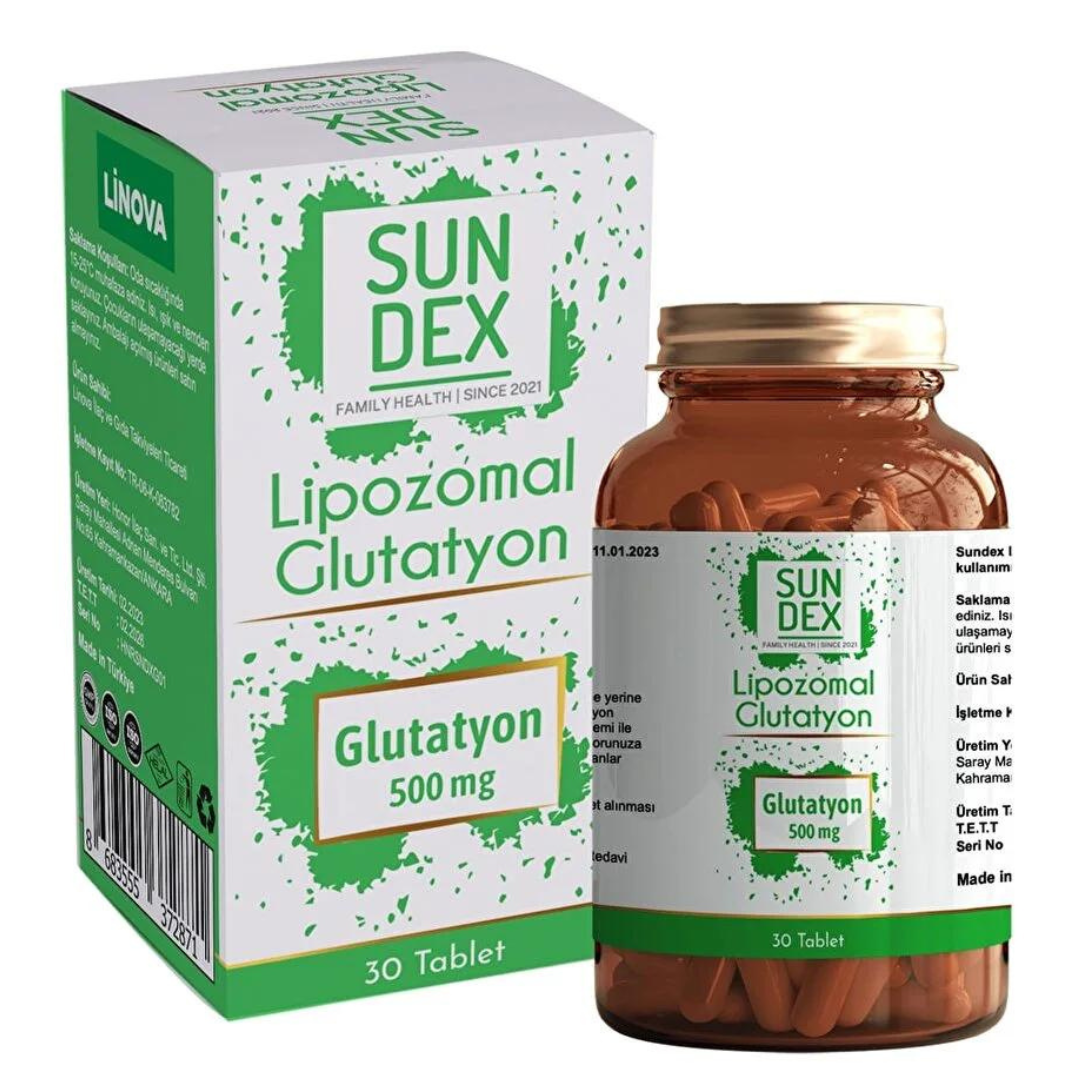 جلوتاثيون الأفضل لايبوزومال 500 ملجم 30 قرص (منتج تركي) Sun Dex Liposomal Glutathione (Best Before 01-05-2027)