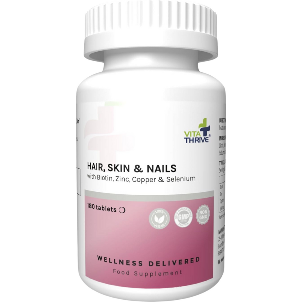 تركيبة العناية بالشعر، والبشرة، والأظافر، بيوتين 10،000 مكجم 180 قرص VitaThrive® Hair, Skin & Nails (Best Before 01-07-2026) تركيبة العناية بالشعر، والبشرة، والأظافر، بيوتين 10،000 مكجم 180 قرص VitaThrive® Hair, Skin & Nails (Best Before 01-07-2026)