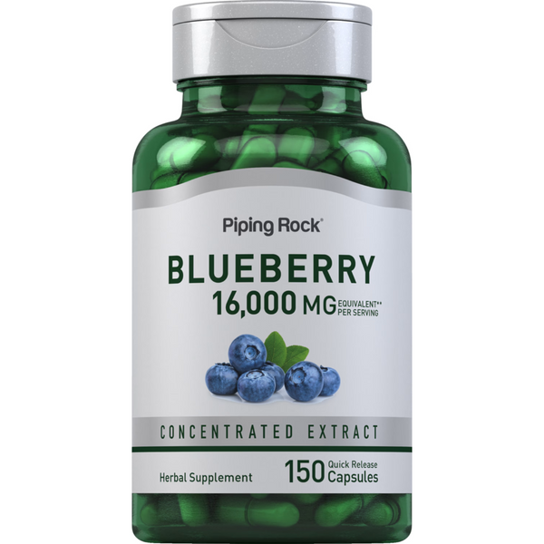 توت أزرق مركّز 55:1 يعادل 8000 ملغم 150 كبسولة PipingRock Blueberry Extract Non-GMO (Best Before 01-05-2027)