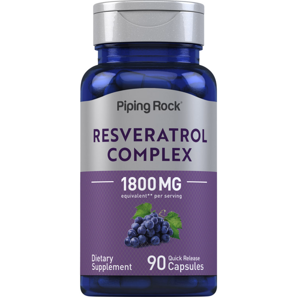 ريسفيراترول طبيعي كومبلكس 600 ملجم 90 كبسولة PipingRock Resveratrol Complex Non-GMO (Best Before 01-08-2028)